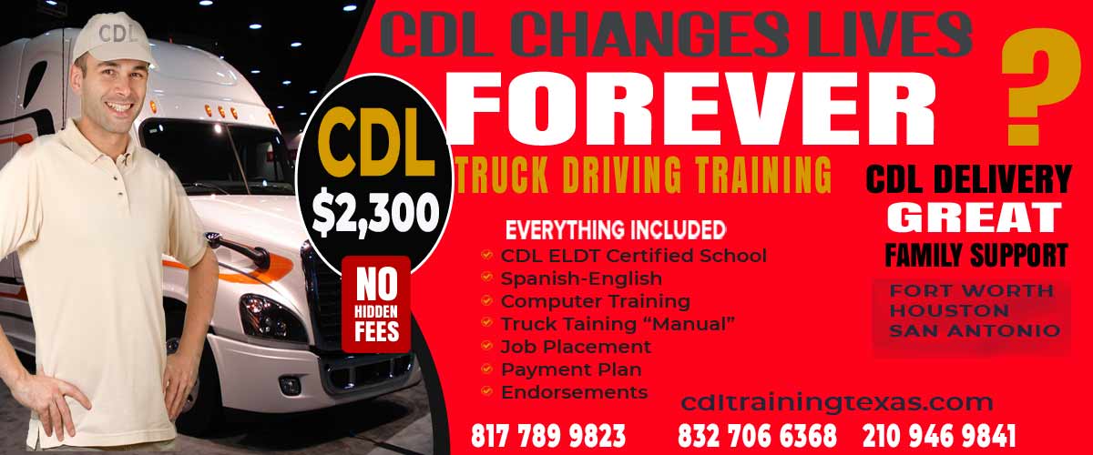 CDL school Pearland TX, image show phones, URL, truck and services