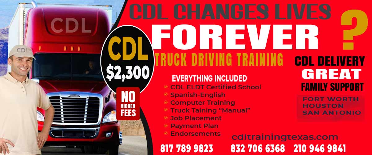 CDL school Richardson TX, image show phones, URL, the truck in training