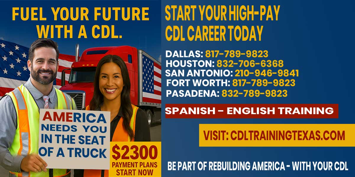 CDL School Sugar Land Texas - $2,300 CDL training with payment plans. Hablamos Español. Weekend and bilingual classes available.